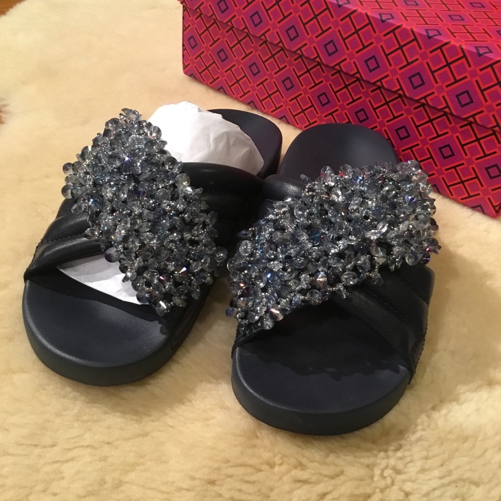 Tory Burch Logan embellished slides